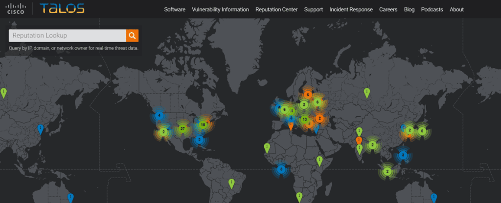 Figure 16. Cisco Talos Intelligence homepage
