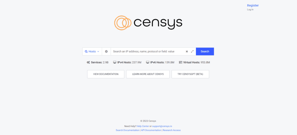 Figure 21. Censys homepage