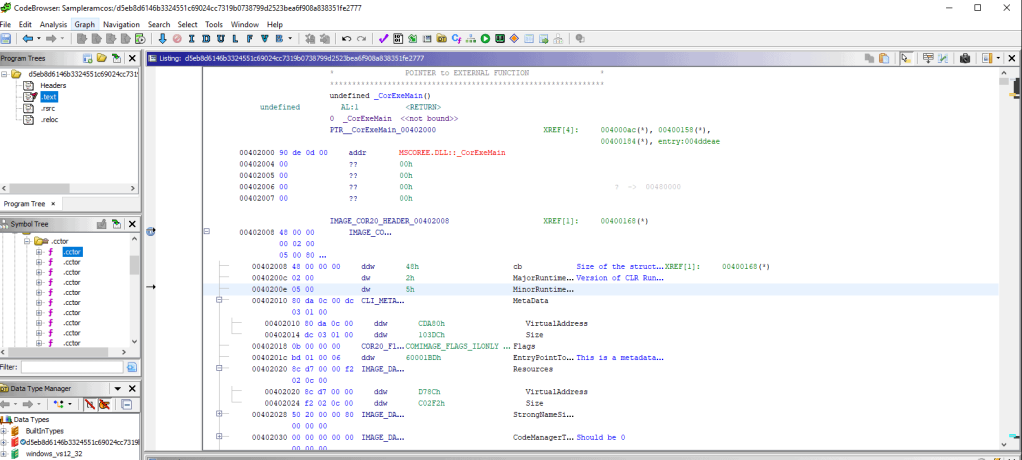 How Ghidra looks after the auto-analysis