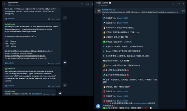 Other examples of Telegram channels offering the same service